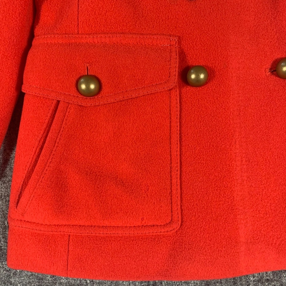 Lands End Pea Coat Womens 4 Red Wool Cashmere Military Jacket Double Breasted - Picture 8 of 14